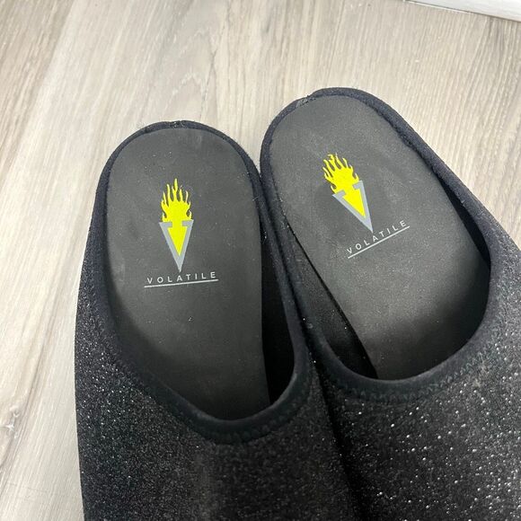 Volatile Sandals Womens 9 Festina Black Shimmery Stretch Knit Low Platform Wedge - Picture 3 of 6